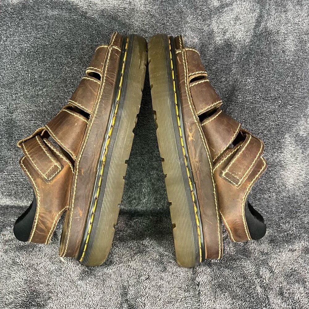 90s Y2K Vintage Brown Chunky Grunge Leather Dr. Martens Sandals Shoes - Made in - Picture 6 of 8